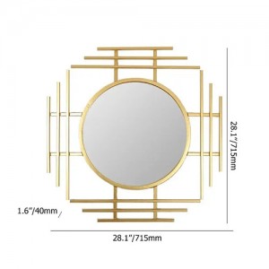 Luxury Stylish 3D Geometric Gold Metal Wall Mirror Overlapping Home Decor PL08-385280