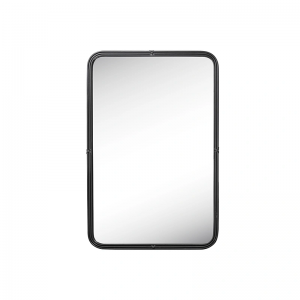Large Black Metal Frame Rectangular Round Corner Vanity Makeup Baber Decorative Wall Mirror PL08-50003