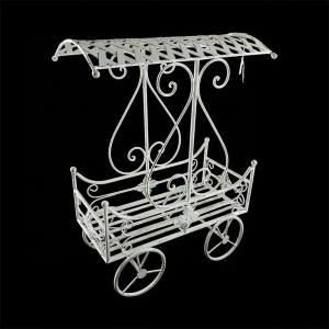 Garden Flower Plant Stand Pots Wedding Carriage Decoration Wrought Iron Cart Metal Crafts Used with Artificial Flower Cast IronPL08-6954