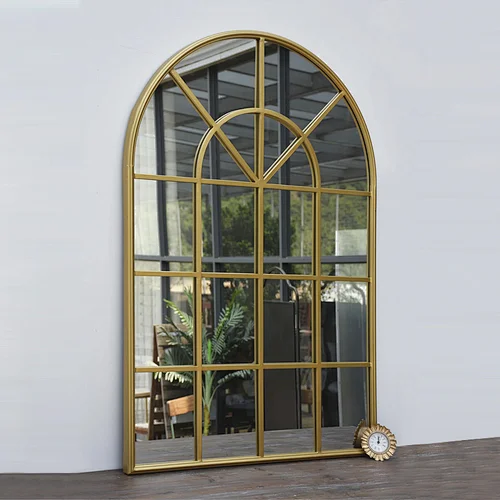Modern Arch Windowpane Mirror Decorative Wall Mirror with Metal Frame  PL08-385289 Featured Image