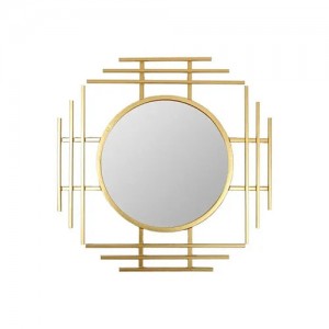 Luxury Stylish 3D Geometric Gold Metal Wall Mirror Overlapping Home Decor PL08-385280