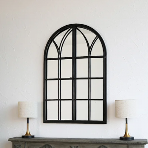 Modern Style Decorative Arch Window Pane Frame Accent Wall Mirror Farmhouse Distressed Vintage Antique Mirror PL08-39526