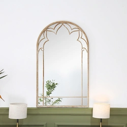 Contemporary Modern Farmhouse Rustic Large Arched Wall Mirror Metal Frame Decorative Garden Mirrors PL08-50017
