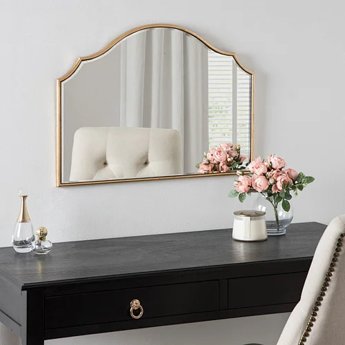 Gold Arch Arched Bathroom Wall Mirror Metal Frame Vanity Mirror Decor for Mantel Entryway PL08-500732 Featured Image
