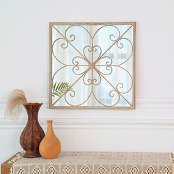 Square Nordic Decorative Decor Wall Accent Mirror Rustic Farmhouse for Living Room Entry Wall Outdoor Garden Mirror PL08-39571