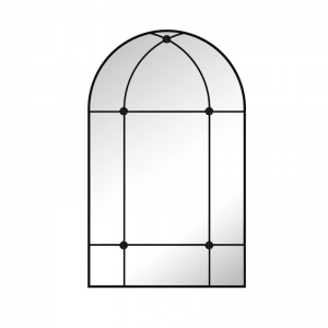 Best Selling Large Arch Mirror Antique Vintage Rust Proof Garden Wall Mirror Black Metal Framed Outdoor Garden Mirror PL08-36575