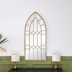 Arch Gothic French Gold Garden Wall Decor Vanity Accent Decoration Herschel Window Pane Decorative Wall Mirror PL08- 50012