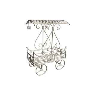 Garden Flower Plant Stand Pots Wedding Carriage Decoration Wrought Iron Cart Metal Crafts Used with Artificial Flower Cast IronPL08-6954