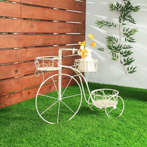 Wholesale Modern Flower Pot Cart Holder Tricycle Plant Stand Ideal for Home Garden Decor PL08-7739