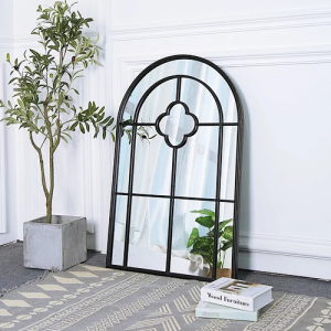 Rustic Large Black Antique Industrial Arch Window Framed Wall Dubois Mirrors Decorative Outdoor Garden Mirror PL08-39533