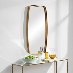 Rectangle Gold Bathroom Metal Wall Mirror Brushed Brass Modern Mirror PL08-385678