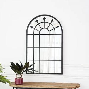 Wholesale Modern Iron Metal Framed Decor Mirror Arch Shape Large Mirror Decorate The Living Room Gothic Style Wall Mirror  PL08-39676