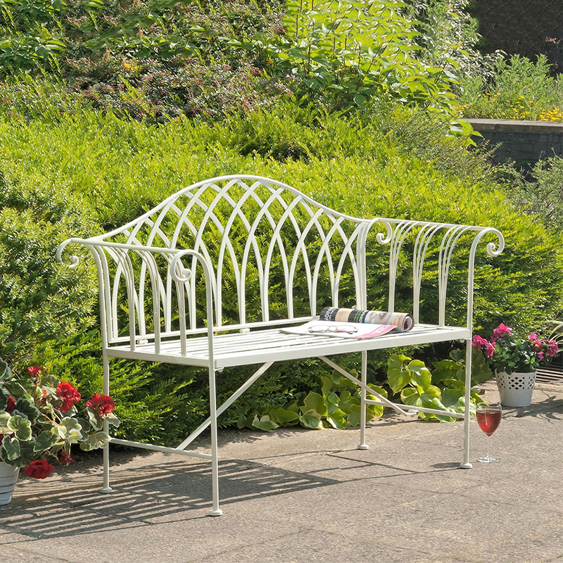 Ismenia Wrought Iron Metal Garden Bench 8671