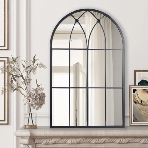 Modern Arch Windowpane Black Mirror Decorative Wall Mirror PL08-385247