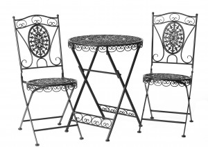 Antique Wrought Iron Outdoor Furniture Patio Garden Set Portable Table and Chair 6804