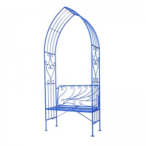 Whoelsale Blue Metal Peacock Garden Arches with benches 38900