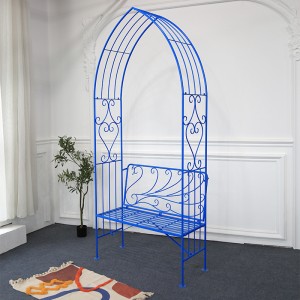 Whoelsale Blue Metal Peacock Garden Arches with benches 38900