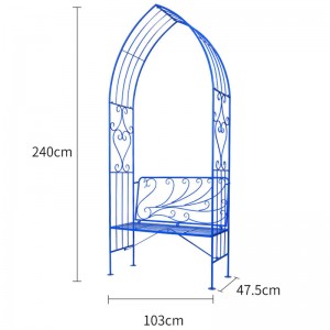 Whoelsale Blue Metal Peacock Garden Arches with benches 38900