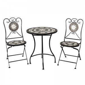 Cast Iron Metal Mosaic Table and Chair Bistro Set 7452