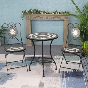 Cast Iron Metal Mosaic Table and Chair Bistro Set 7452