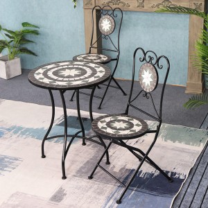 Cast Iron Metal Mosaic Table and Chair Bistro Set 7452