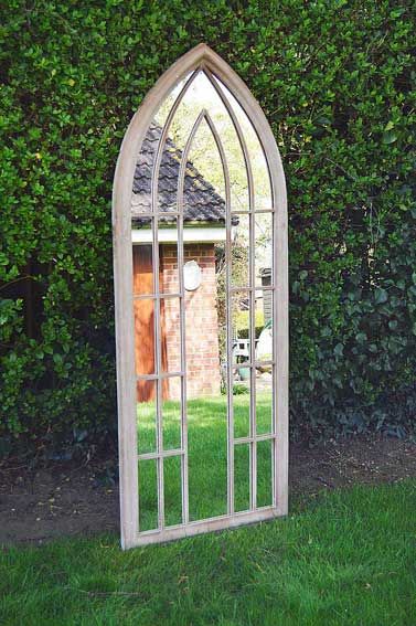 Country Gothic Arch Large Rustic Wrought Iron metal frame chuch window outdoor Garden Mirror 34171