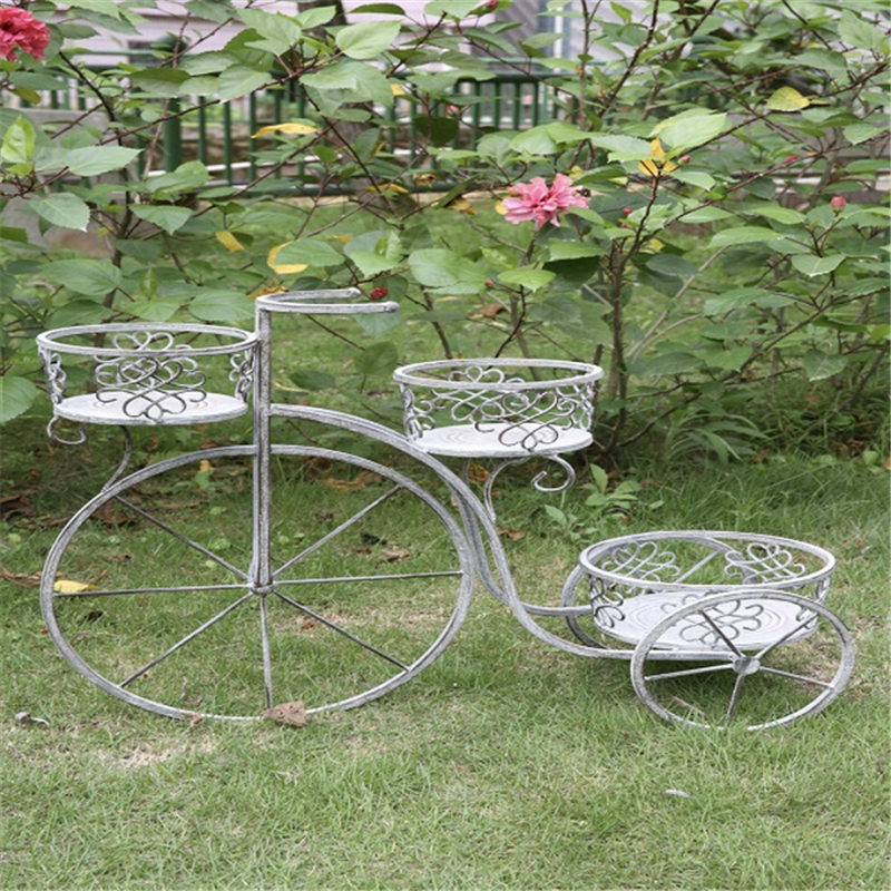 Buy Cheap Plant Pot Holder Pricelist -
 Decorative Garden Artificial Bicycle Flower Pots Plants Stand Holder Shelf 7686 – Powerlon