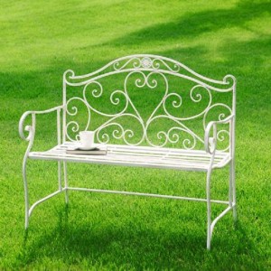 Antique Decorative Wrought Iron Frame Outdoor Patio Wedding Benches Chairs 80275