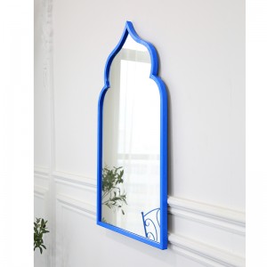 Cheap New Designer Home Decoration Metal Blue Arched Window Framed Wall Mirror 38891