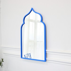 Cheap New Designer Home Decoration Metal Blue Arched Window Framed Wall Mirror 38891