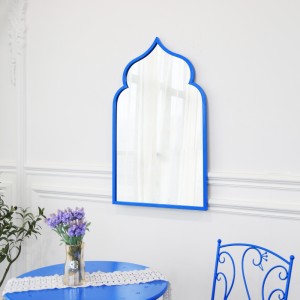 Cheap New Designer Home Decoration Metal Blue Arched Window Framed Wall Mirror 38891