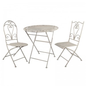 Fancy French Style White Metal Garden Eden Furniture Dining Table Chairs Bistro Set 7702,7703,7704