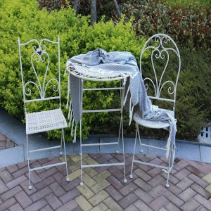 Fancy French Style White Metal Garden Eden Furniture Dining Table Chairs Bistro Set 7702,7703,7704