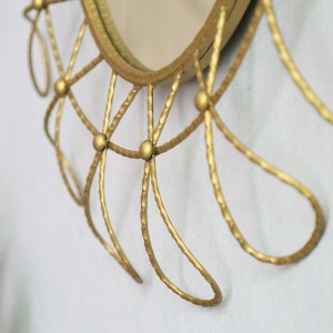 Modern Geometric Metal Gold Sunburst Hanging Mirror for Wall Decorative 38395