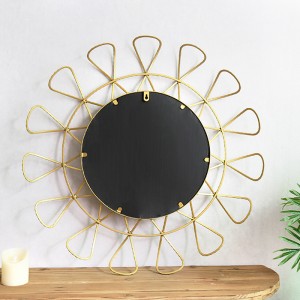 Modern Geometric Metal Gold Sunburst Hanging Mirror for Wall Decorative 38395