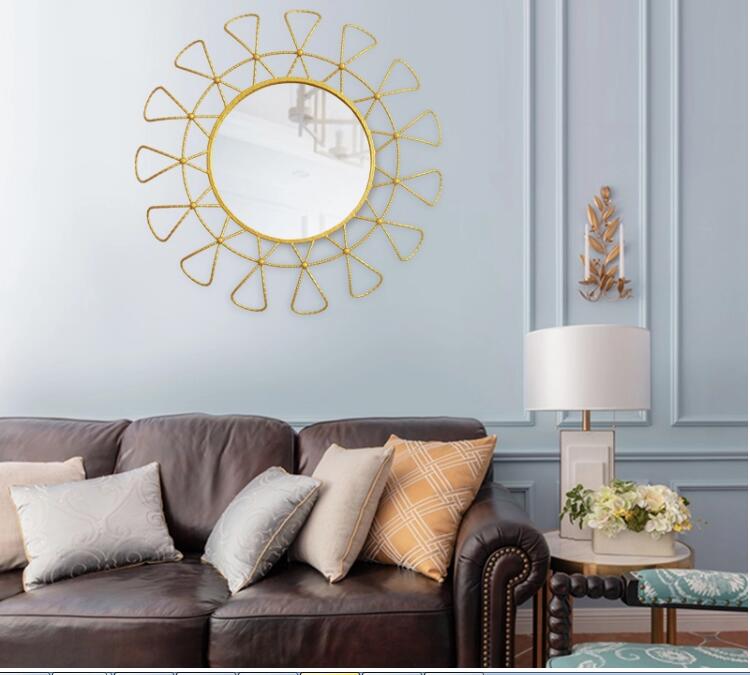 Modern Geometric Metal Gold Sunburst Hanging Mirror for Wall Decorative 38395 Featured Image