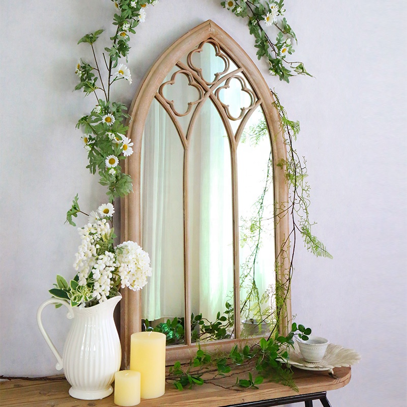 French Style Classic Iron Framed Arched Window Metal Mirrors 36555_01