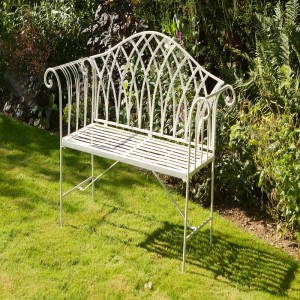 Garden Bench Seat Chair Metal Gothic Outdoor Patio Wrought Iron Vintage 8671