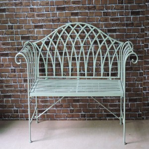 Garden Bench Seat Chair Metal Gothic Outdoor Patio Wrought Iron Vintage 8671