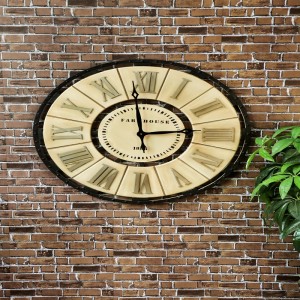 Wholesale Wrought Iron outdoor garden farmhouse rustic roman figurd metal wall clock 35461