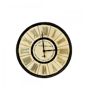 Wholesale Wrought Iron outdoor garden farmhouse rustic roman figurd metal wall clock 35461