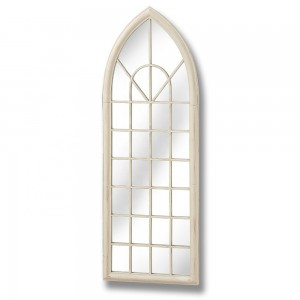 Garden Arched Antique Wrought Iron Metal Frame Gothic Window Panel Wall Mirror Decoration 34050