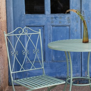 Wrought Iron Antique Green Folding table and chair Patio Set 38428
