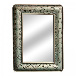 Rectangle Wholesale Unique Traditional Decor Wall Mirror Metal Art Framed Bronze Mirror Glass 32038