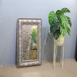 Rectangle Wholesale Unique Traditional Decor Wall Mirror Metal Art Framed Bronze Mirror Glass 32038
