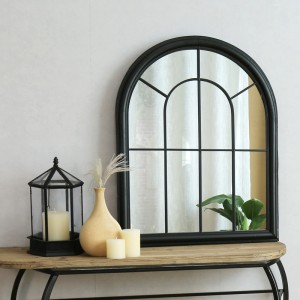 Iron Home Deco Wall mirror Antique White Black Framed 80255