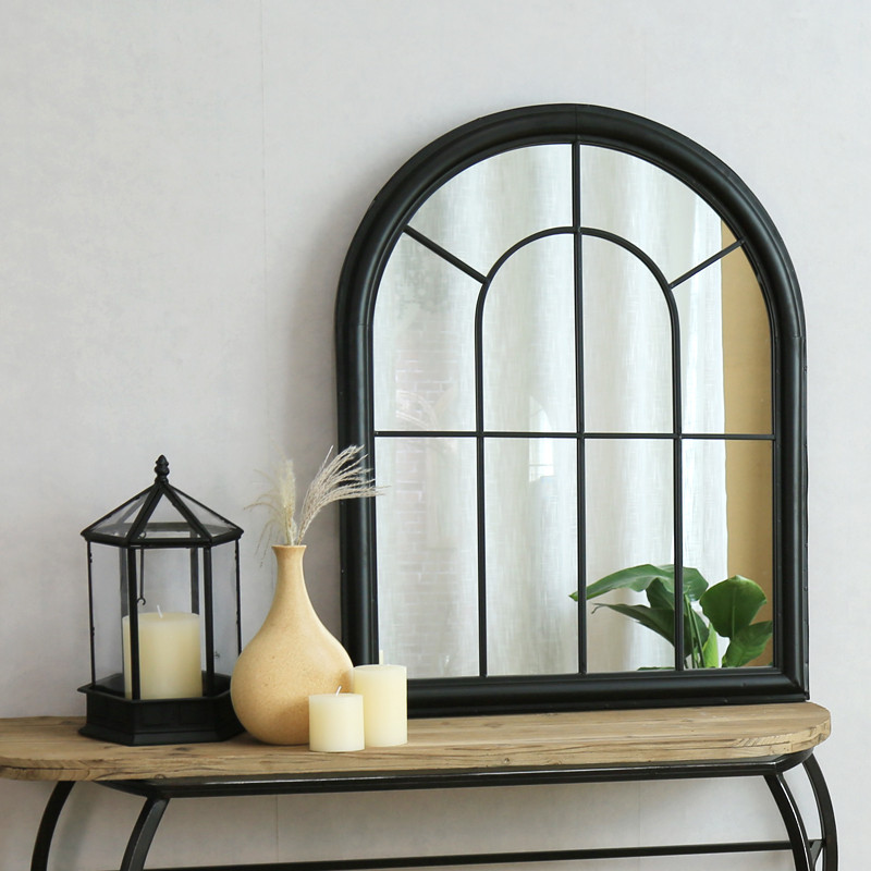 Iron Home Deco Wall mirror Antique White Black Framed 80255 Featured Image