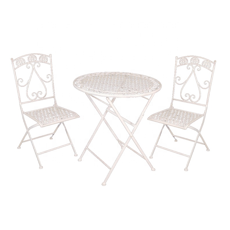 Outside Metal Garden Folding table and chair set rustproof weatherproof Patio furniture garden sets 7611 Featured Image