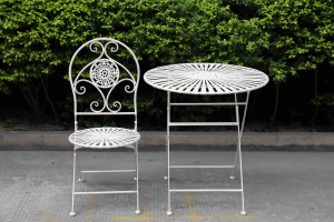 Outdoor Garden Furniture Metal Iron Folding Table And Chair Garden Bistro Sets 7403