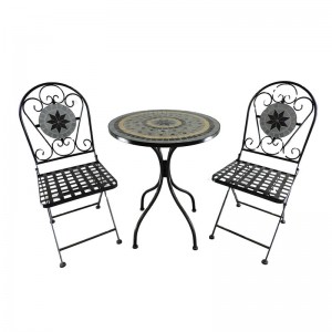 Handicraft Patio Garden Foldable Mosaic Table And Chair furniture set